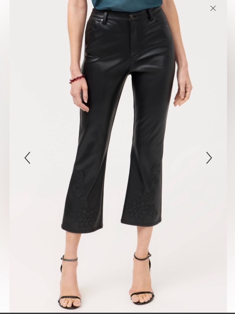 Johnny Was Cyndi Cropped Baby Boot Vegan Leather Pants Black Size Small NWT